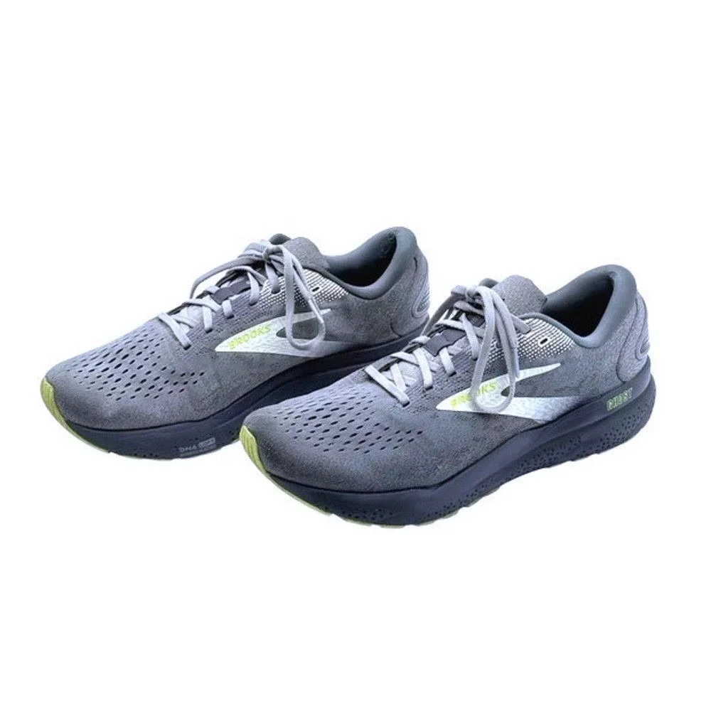 Brooks Ghost 16 Men's 11.5 Gray Lime Running Shoes DNA LOFT v3 Neutral